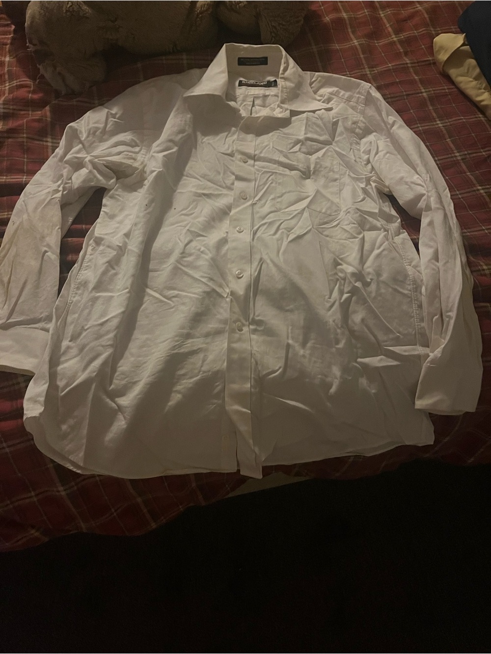 Kirkland Signature White Men's Long Sleeve Dress Shirt